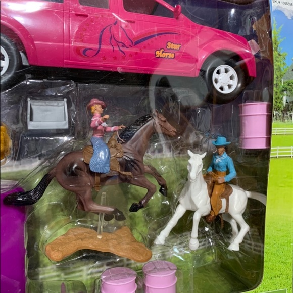 NewRay - Sunshine Ranch Pink Pickup Truck and Trailer Set - NIB - Picture 4 of 4